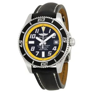 Breitling Superocean 42 Black and Yellow Dial Black Leather Men's Watch A1736402-BA32BKLD