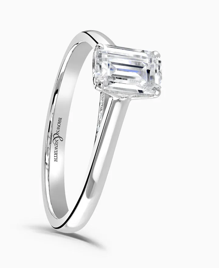 Brown & Newirth Logan Platinum & 0.77ct Emerald Cut Diamond Solitaire Engagement Ring