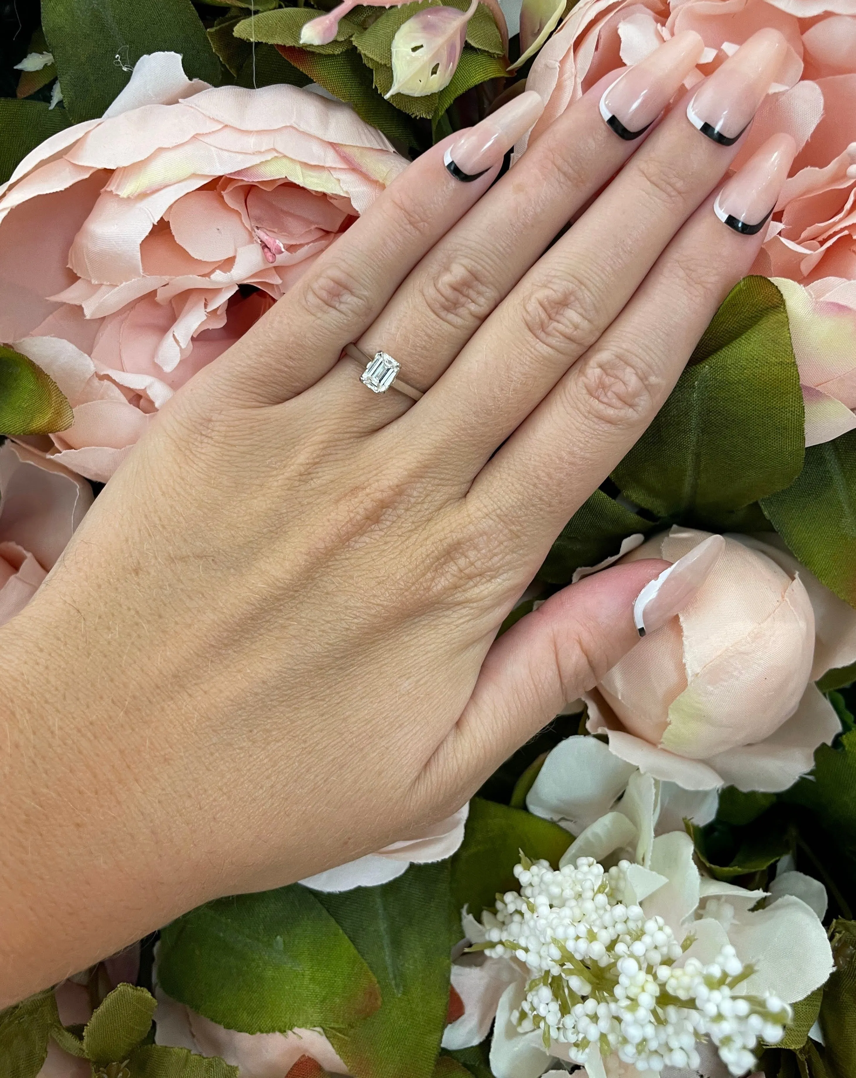 Brown & Newirth Logan Platinum & 0.77ct Emerald Cut Diamond Solitaire Engagement Ring