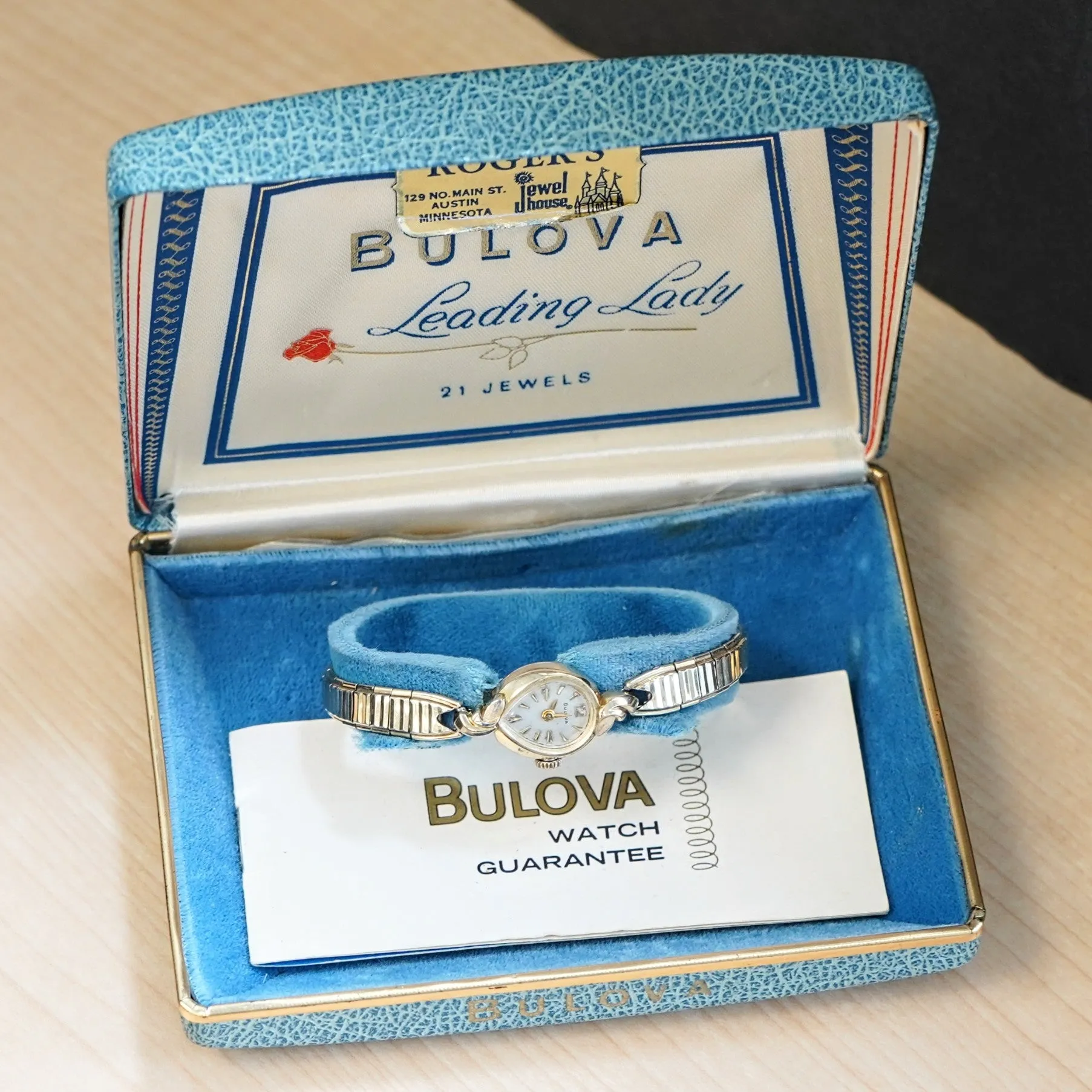 BULOVA 1964 Leading Lady "G" Watch 21 Jewels Wristwatch - ALL Original - Box & Papers!
