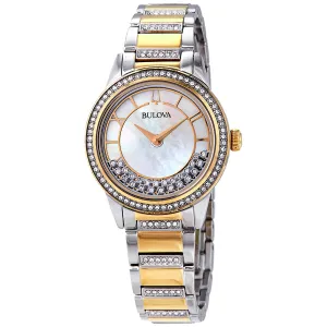 Bulova Crystal Turnstyle Mother of Pearl Dial Two-tone Ladies Watch 98L245