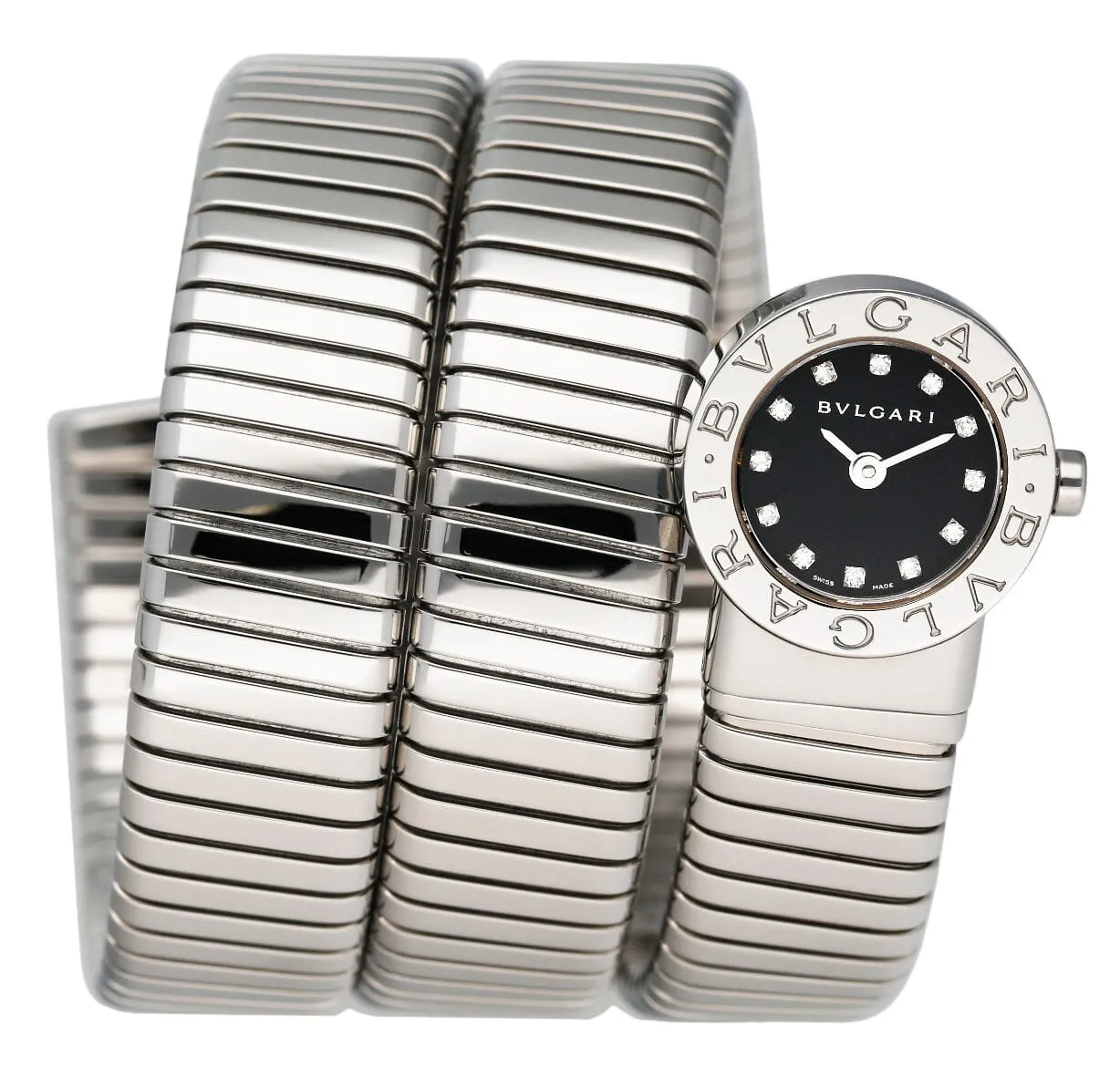 Bvlgari Serpenti Tubogas BB 19 1TS Diamond Dial Steel Ladies Watch