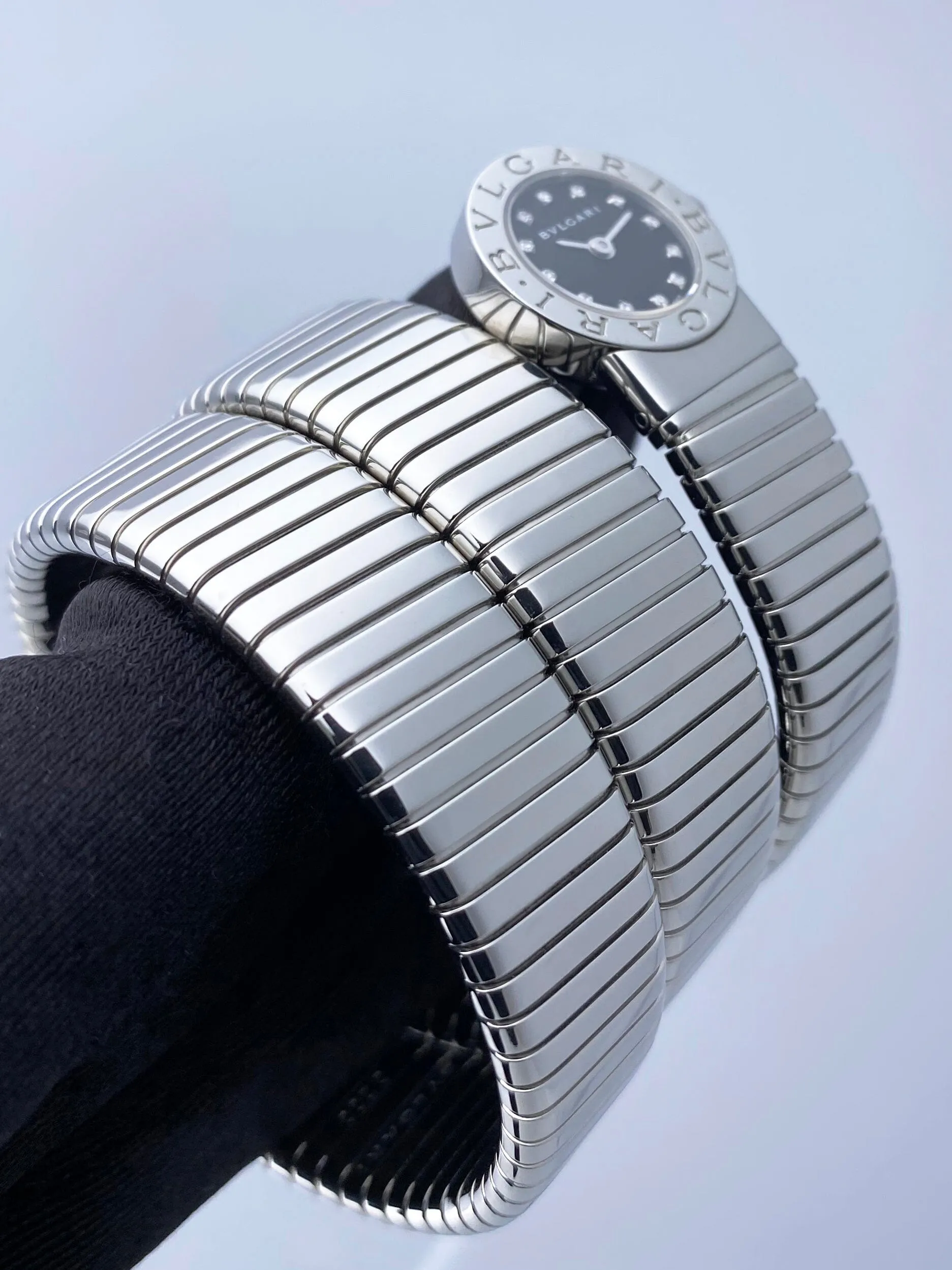 Bvlgari Serpenti Tubogas BB 19 1TS Diamond Dial Steel Ladies Watch