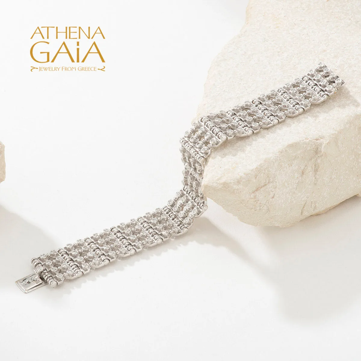 Byzantine Embroidery Wide Diamond Bracelet