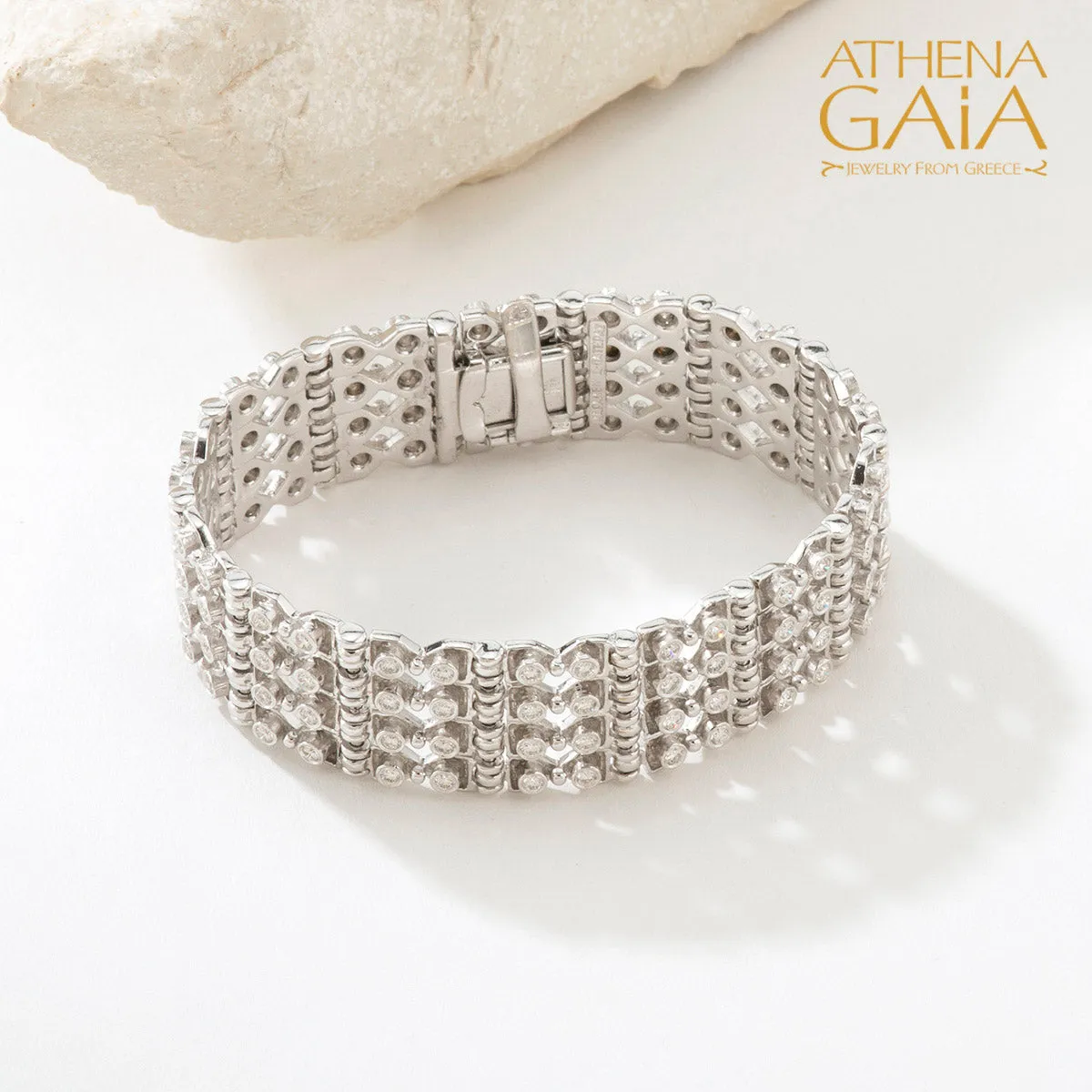 Byzantine Embroidery Wide Diamond Bracelet