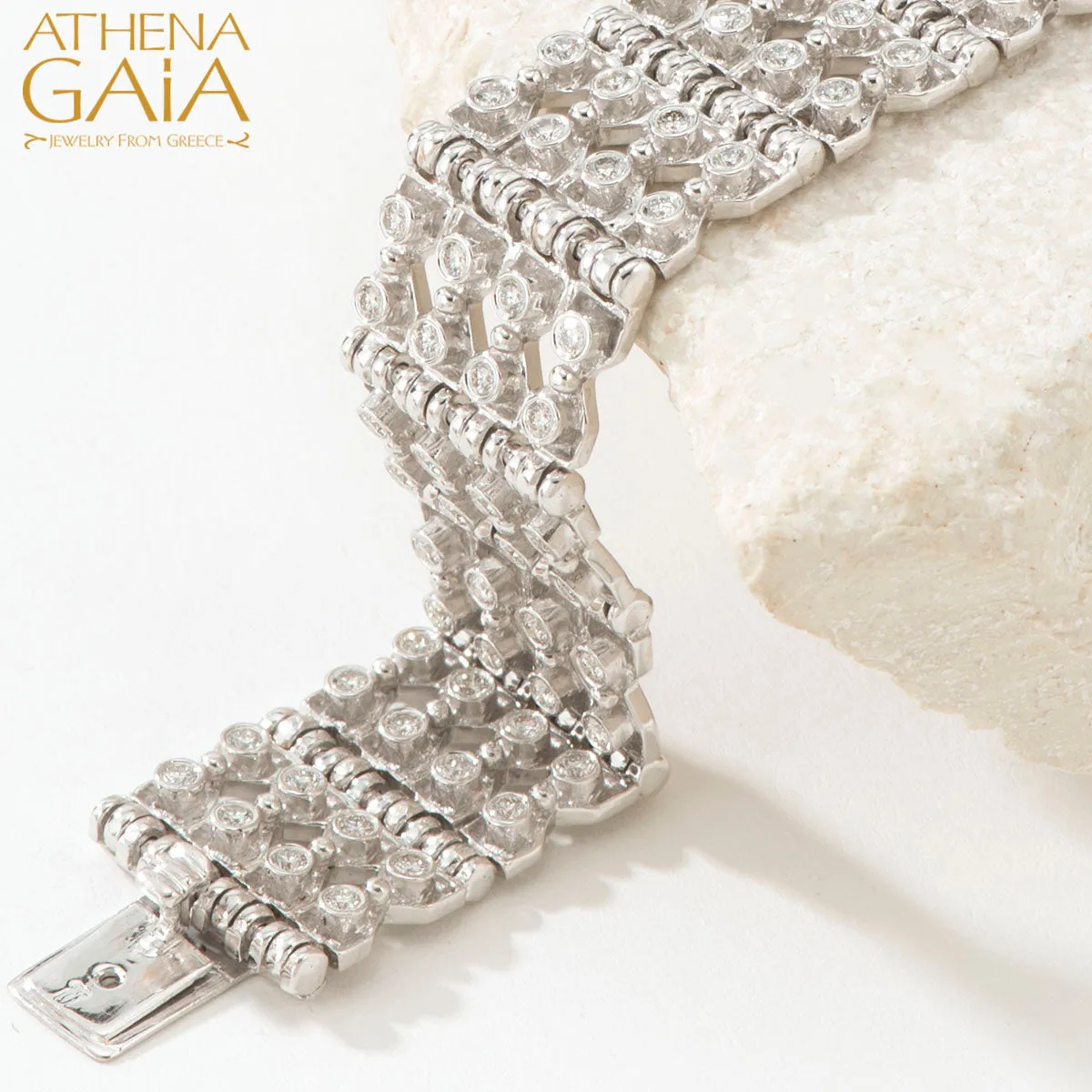 Byzantine Embroidery Wide Diamond Bracelet