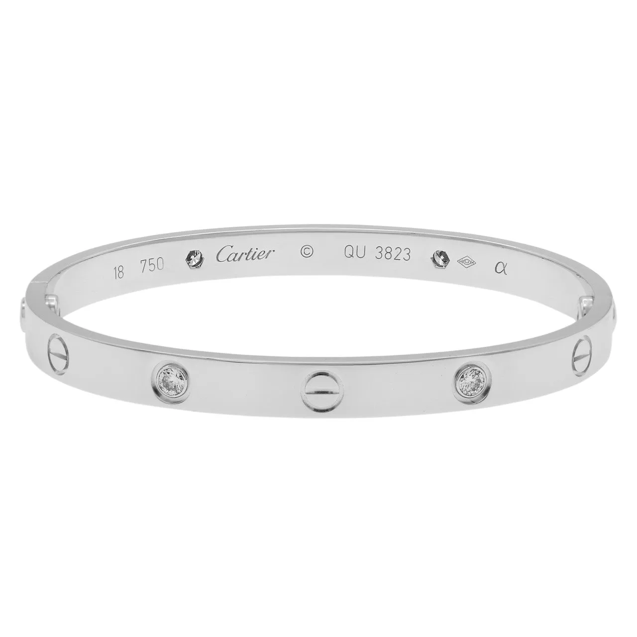 Cartier 18K White Gold 4 Diamond Love  Bracelet