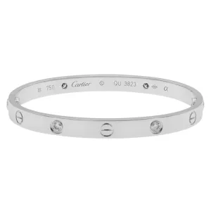 Cartier 18K White Gold 4 Diamond Love  Bracelet