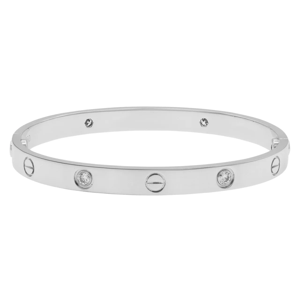 Cartier 18K White Gold 4 Diamond Love  Bracelet