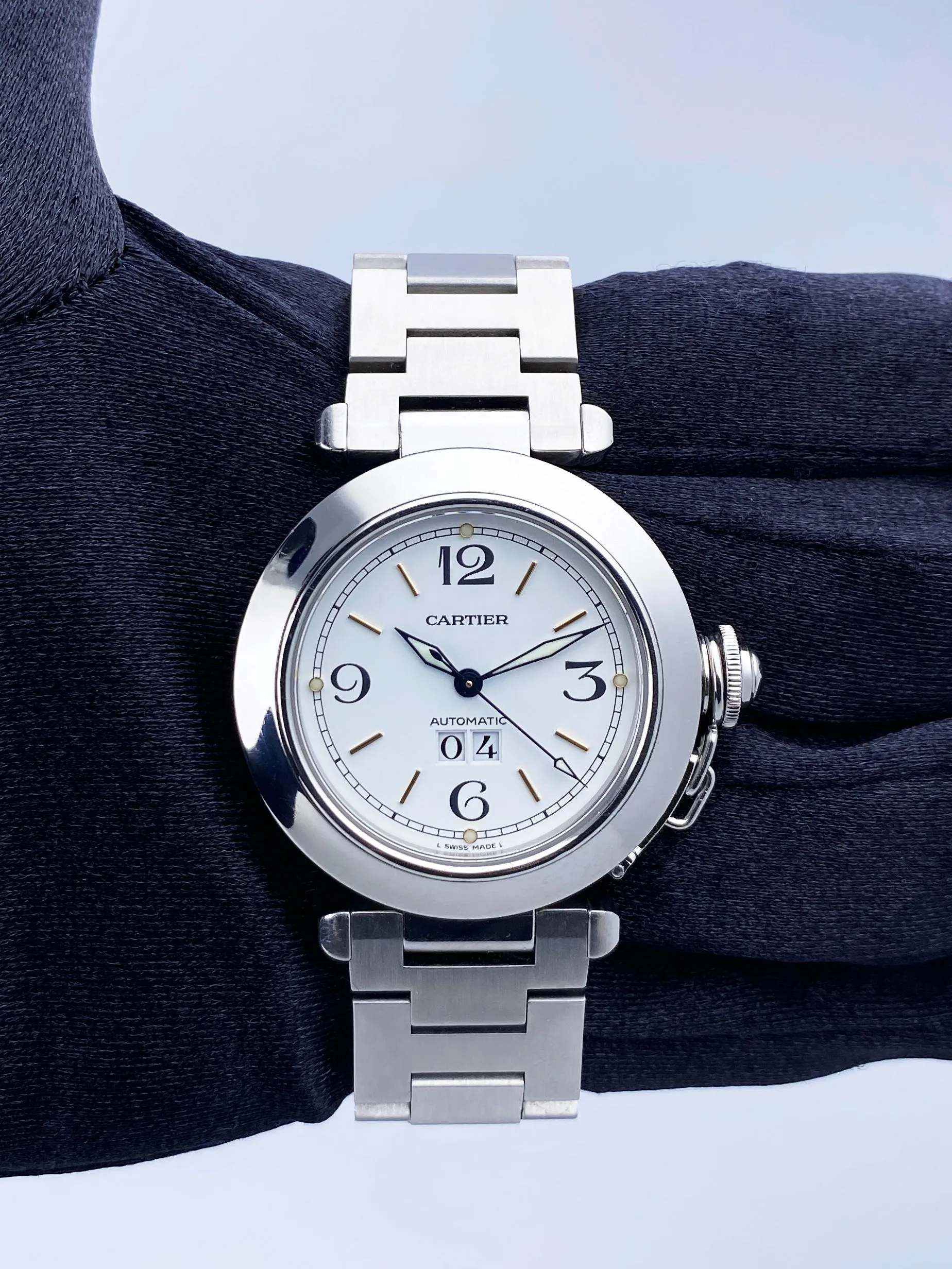 Cartier Pasha 2475 White Dial Steel Ladies Watch