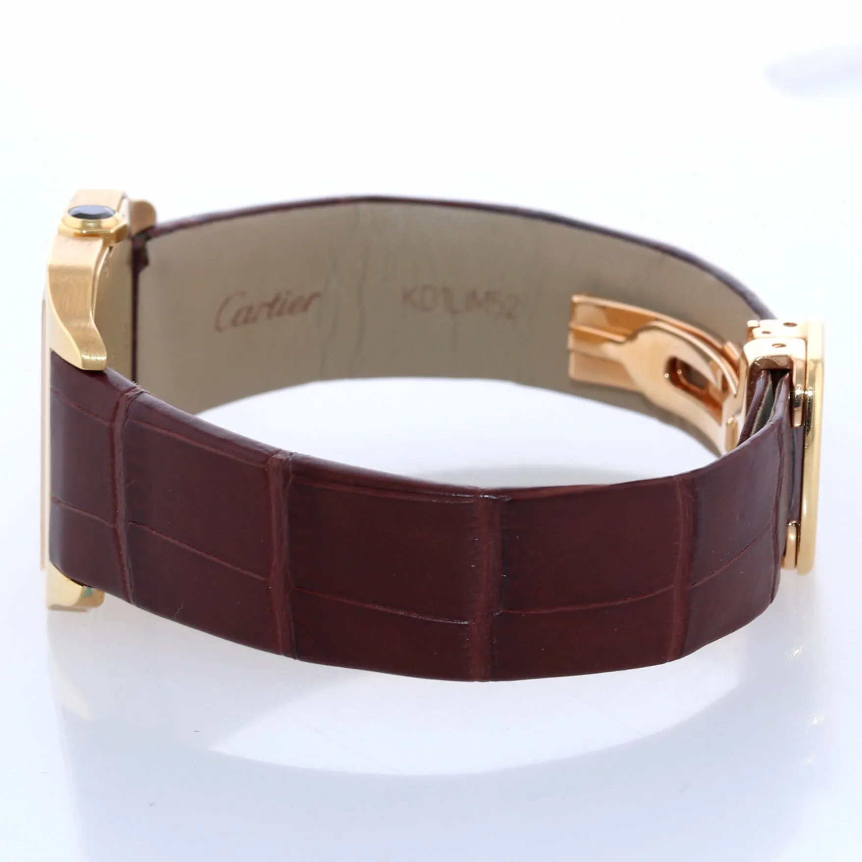 Cartier Santos Dumont 2787 18k Yellow Gold 28mm Ivory Roman Quartz Watch Box