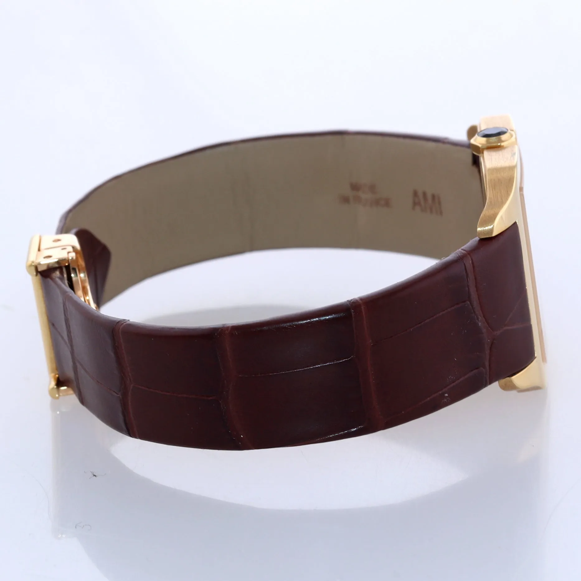 Cartier Santos Dumont 2787 18k Yellow Gold 28mm Ivory Roman Quartz Watch Box