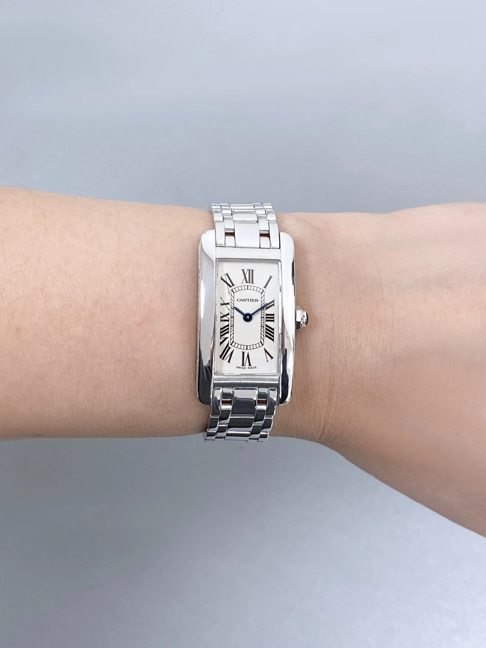 Cartier Tank Americaine Small W26019L1 White Gold Ladies Watch