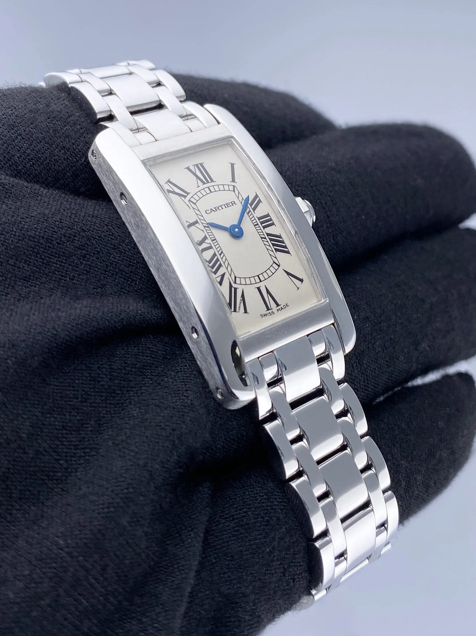 Cartier Tank Americaine Small W26019L1 White Gold Ladies Watch