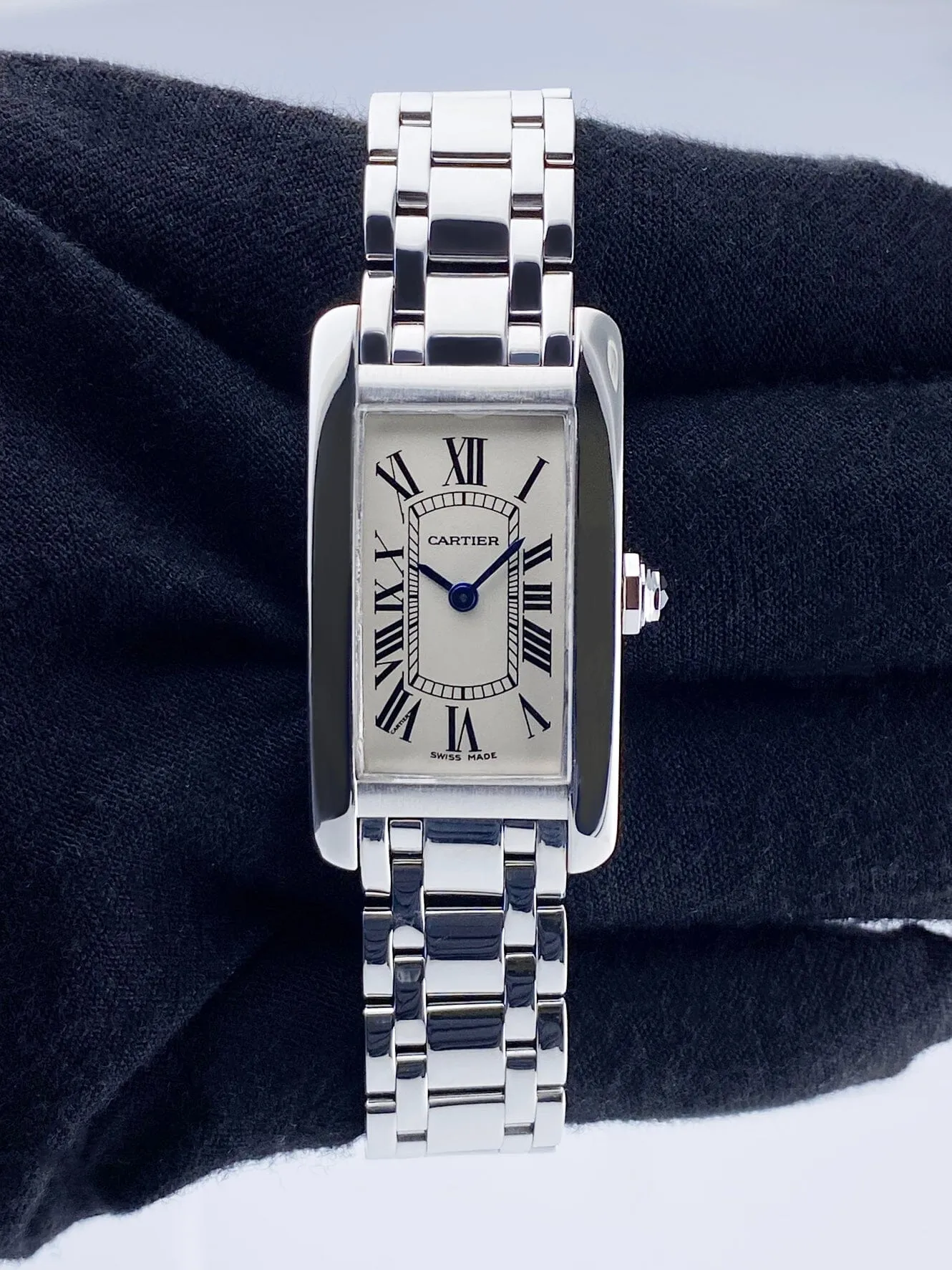 Cartier Tank Americaine Small W26019L1 White Gold Ladies Watch
