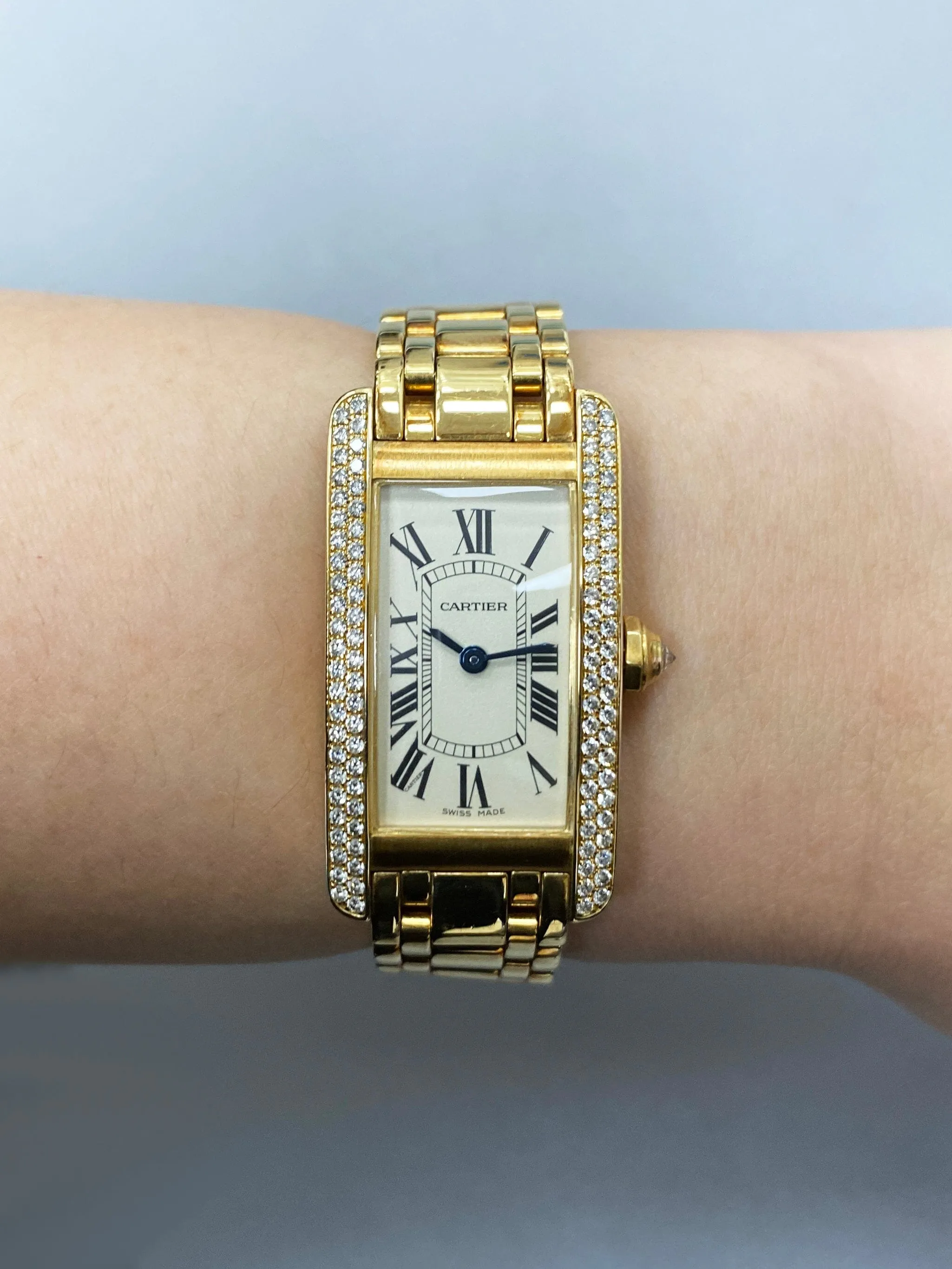 Cartier  Tank Americaine WB7012K2 Diamond Ladies Watch