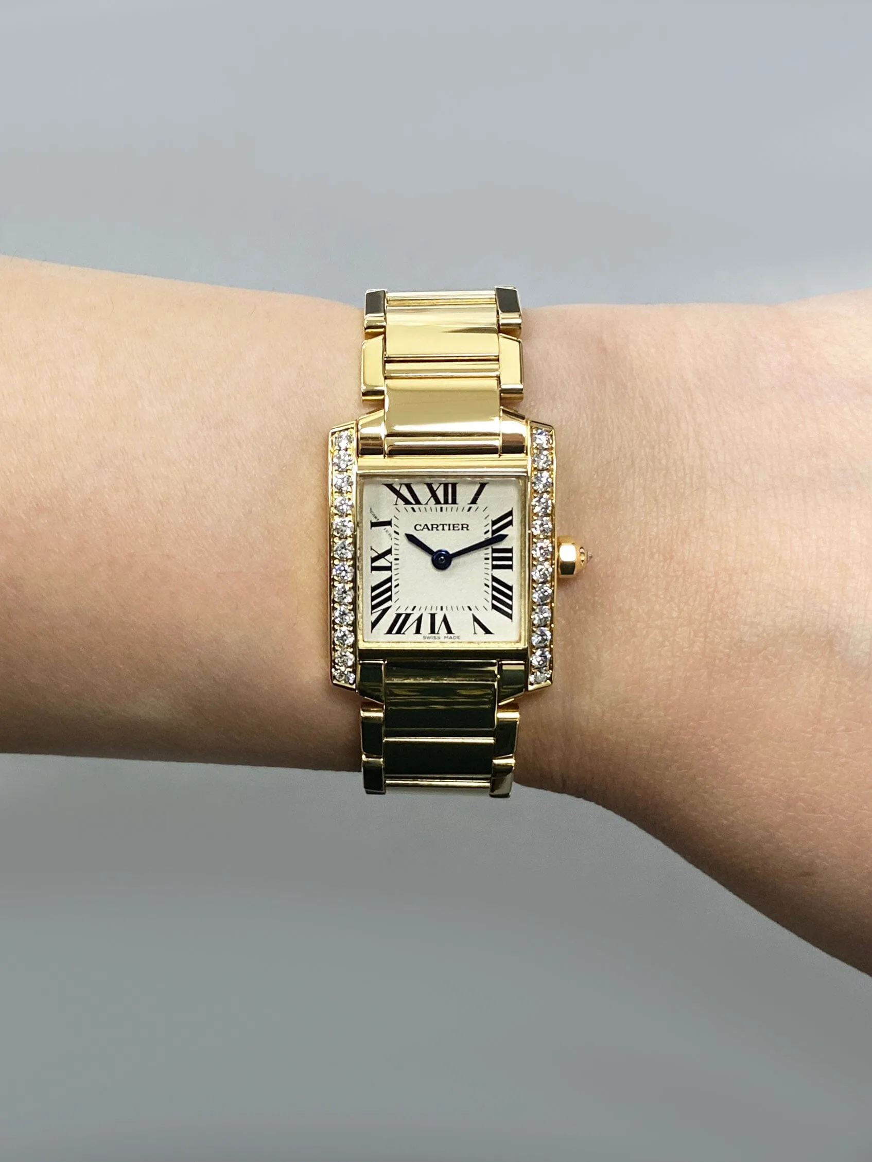 Cartier Tank Francaise WJTA0024 Diamond Bezel Ladies Watch Box Papers