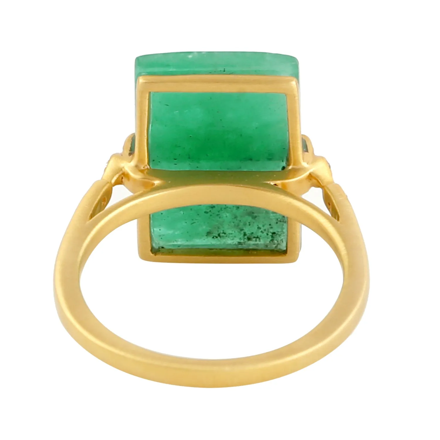 Carved Emerald Pave Diamond Designer Ring In 18k yellow Gold