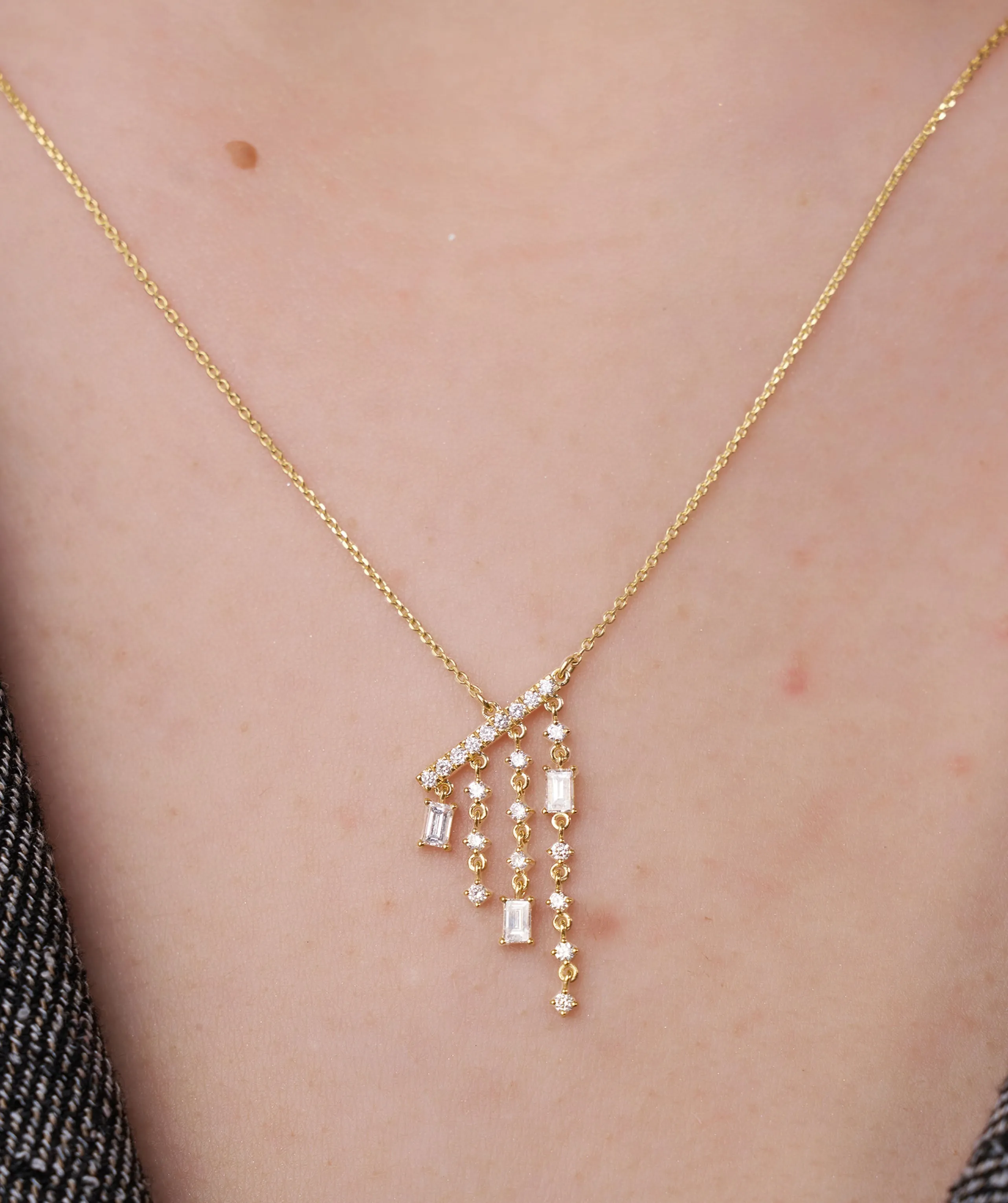 Cascading Diamond Dangle Necklace