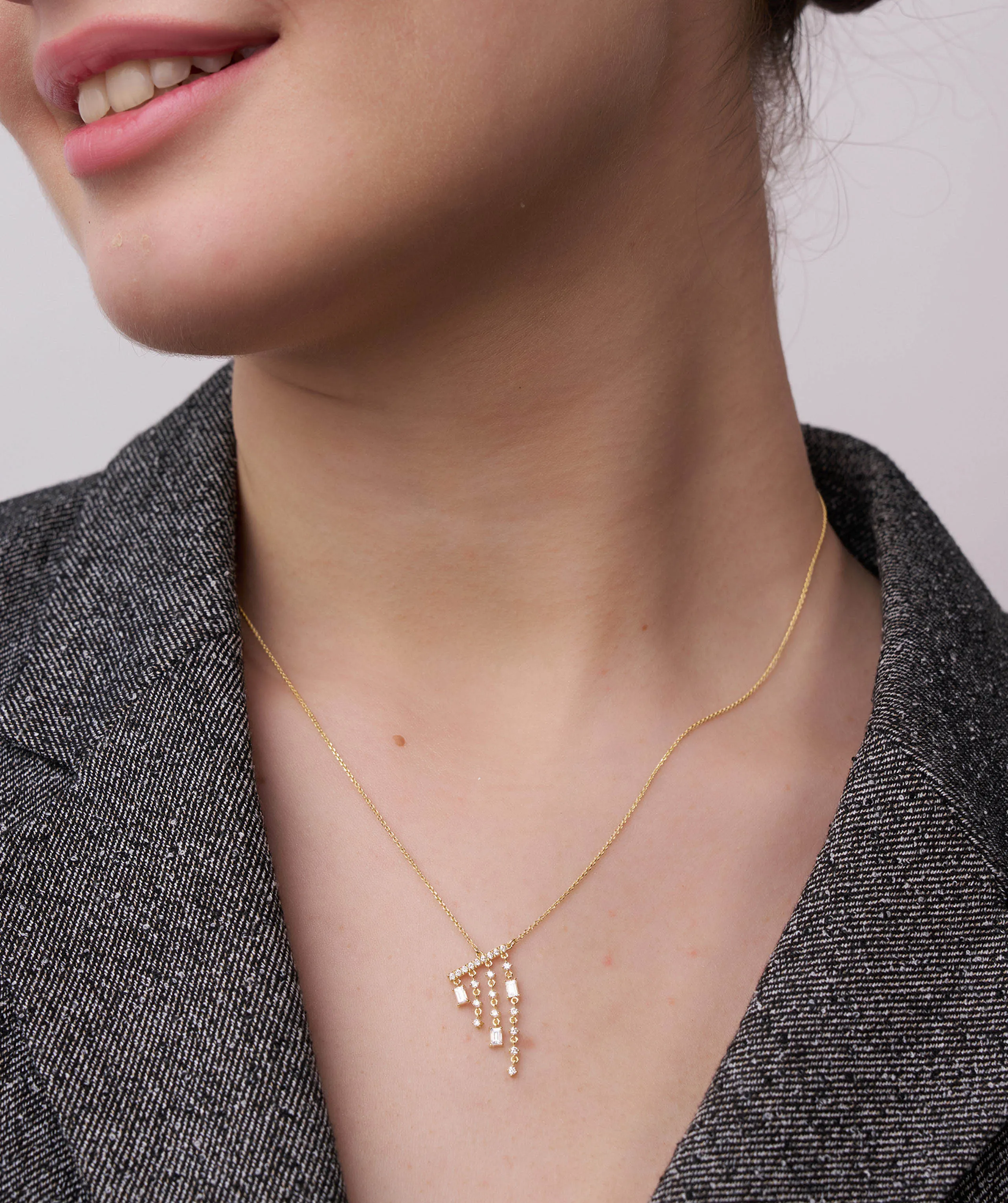 Cascading Diamond Dangle Necklace