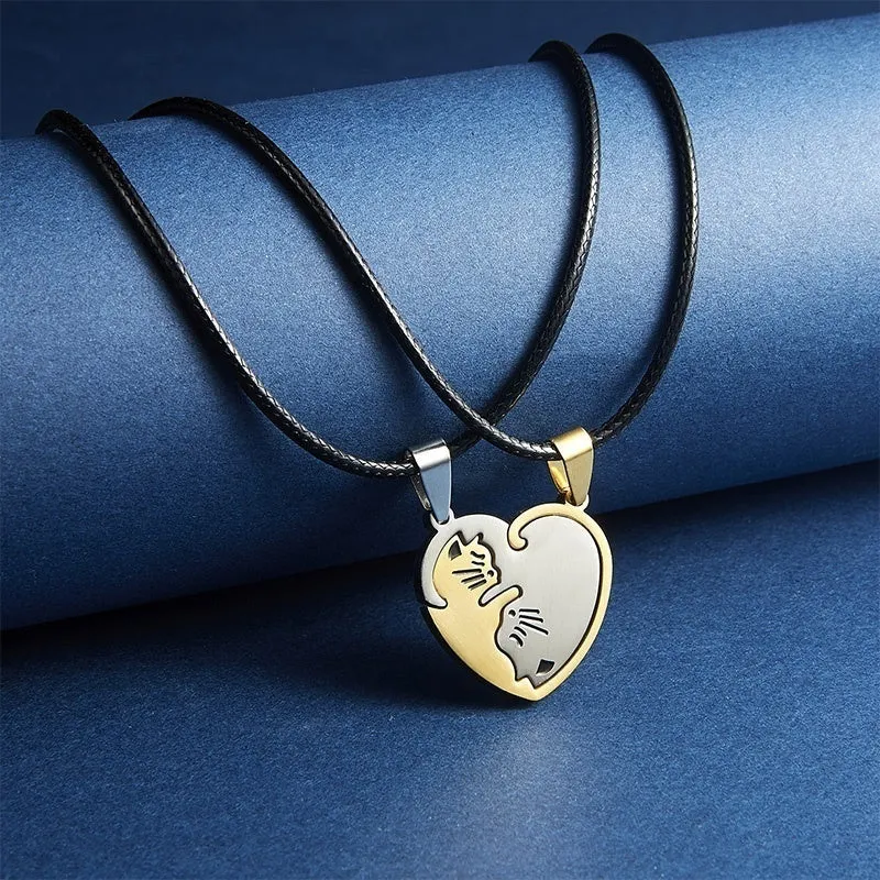 Cat Bff Pendant Necklaces Cat Puzzle Matching Necklaces