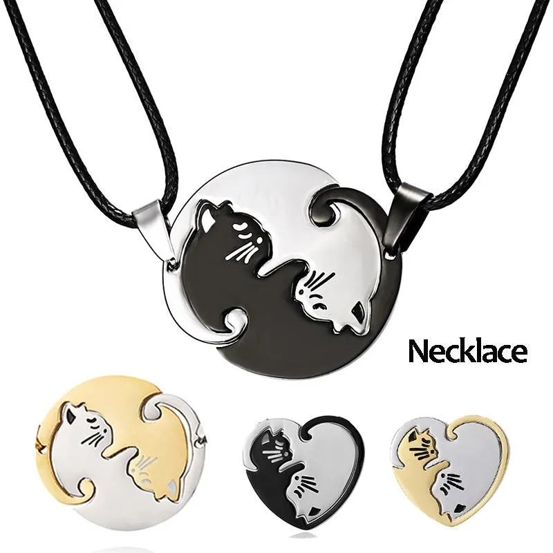 Cat Bff Pendant Necklaces Cat Puzzle Matching Necklaces