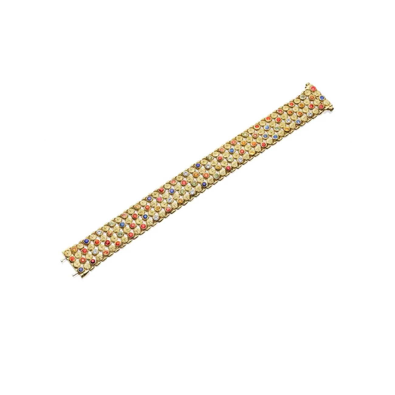 Celestial 18K Yellow Gold Multicolor Sapphire Tapestry Bracelet