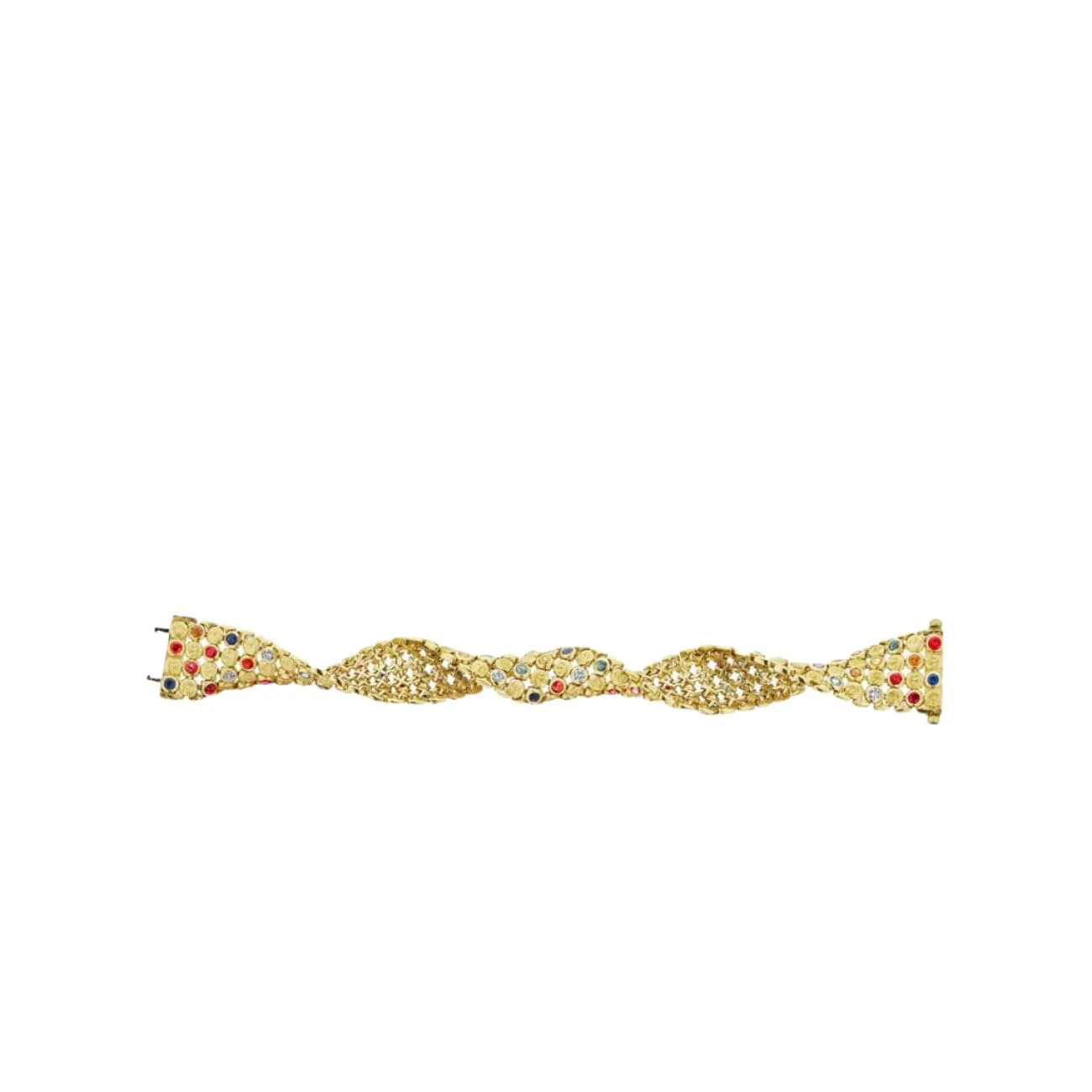 Celestial 18K Yellow Gold Multicolor Sapphire Tapestry Bracelet