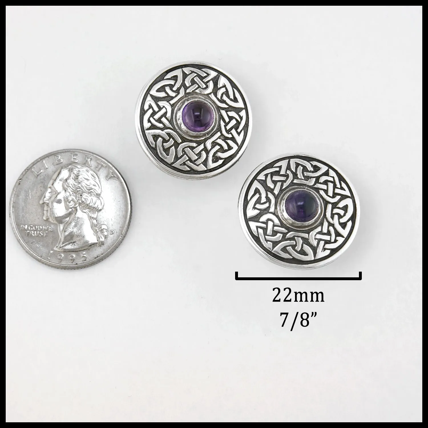 Celtic Wheel of Life Post Earrings with Amethyst in Silver