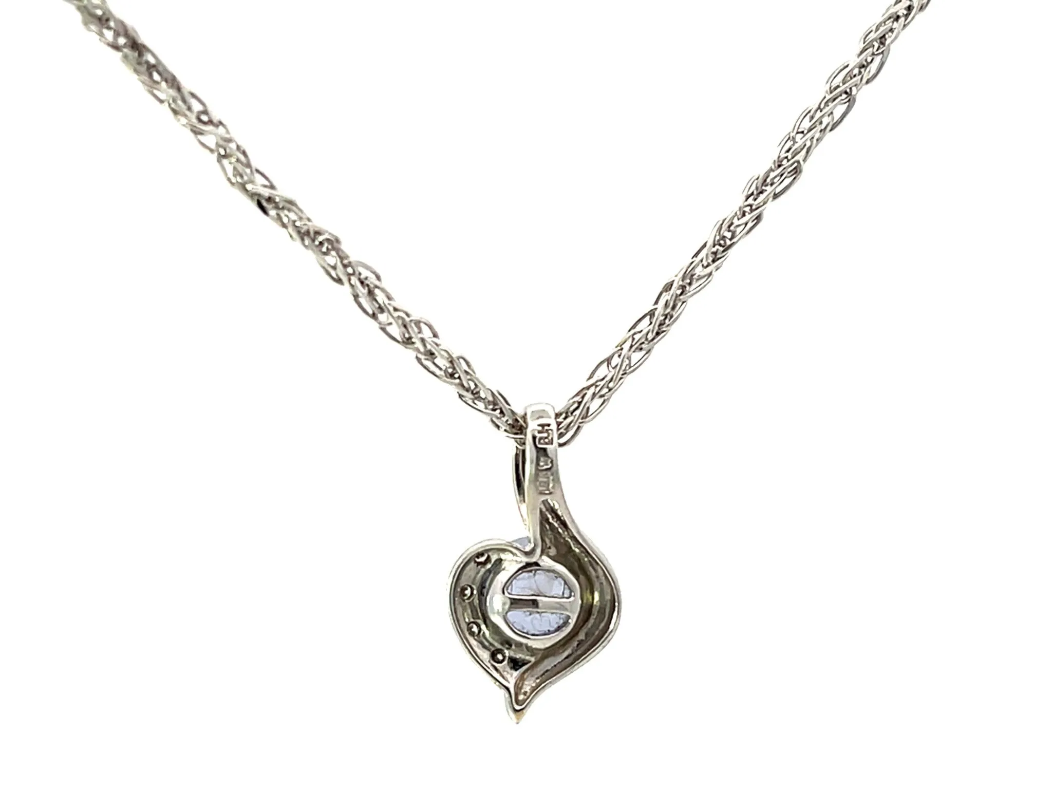 Chalcedony Diamond Pendant Necklace Solid 18k White Gold