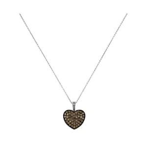 CHAMPAGNE DIAMOND LARGE HEART NECKLACE 14K GOLD (1.3 CTW)