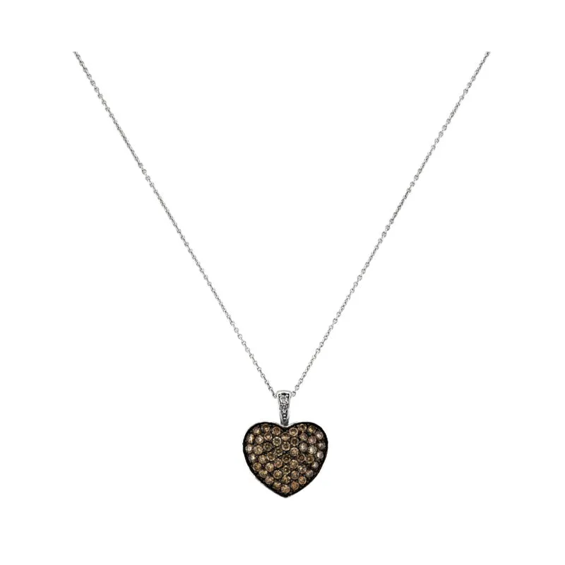 CHAMPAGNE DIAMOND LARGE HEART NECKLACE 14K GOLD (1.3 CTW)