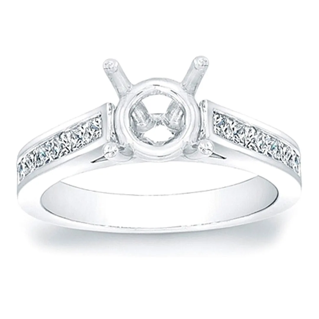 Channel-Set Princess Cut Cathedral Engagement Ring- .65ct tw