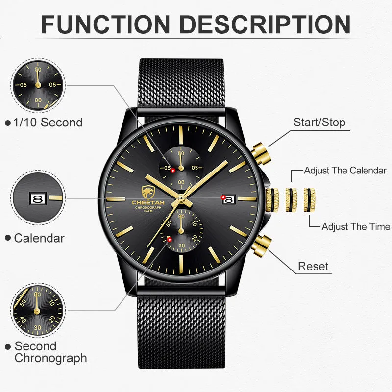 CHEETAH CH1604 ARISTO X5 - Men's Gold Hands Black Chronograph Watch