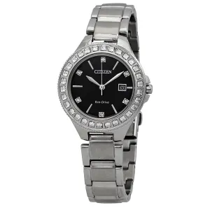 Citizen Silhouette Eco-Drive Black Crystal Dial Ladies Watch FE1190-53E