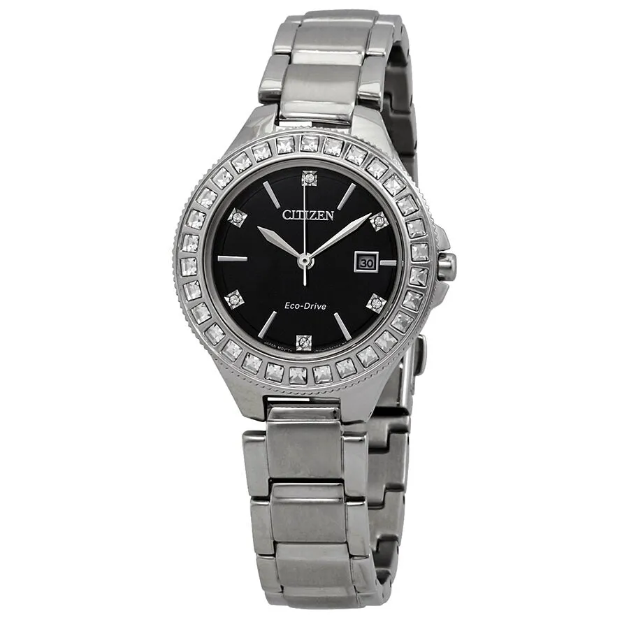 Citizen Silhouette Eco-Drive Black Crystal Dial Ladies Watch FE1190-53E