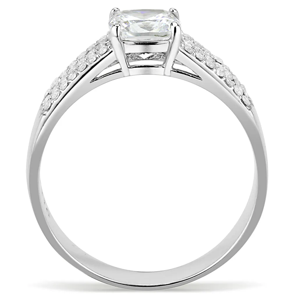 CJ020 Wholesale Women's Stainless Steel Cubic Zirconia Square Cut Engagement Ring