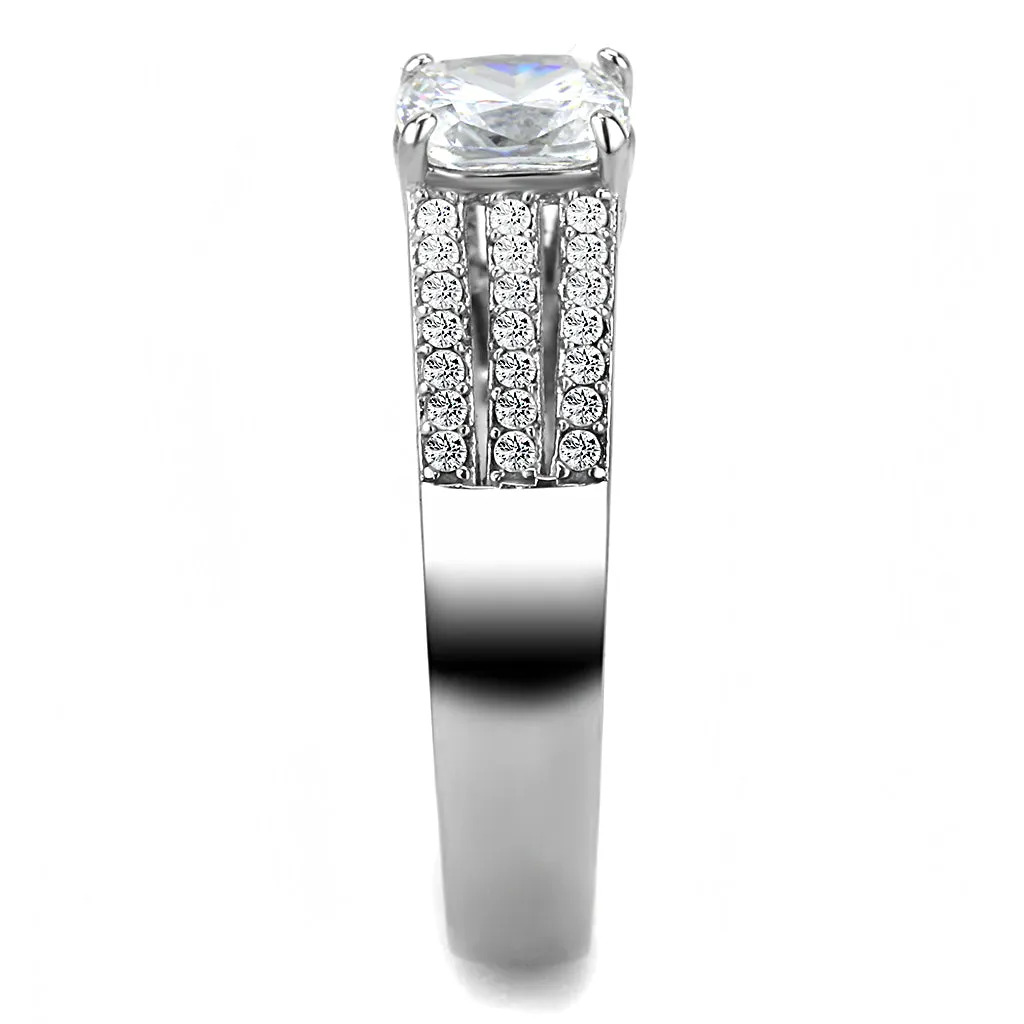 CJ020 Wholesale Women's Stainless Steel Cubic Zirconia Square Cut Engagement Ring