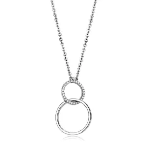 CJ097 Wholesale Women's Stainless Steel AAA Grade CZ Clear Double Ring Chain Pendant