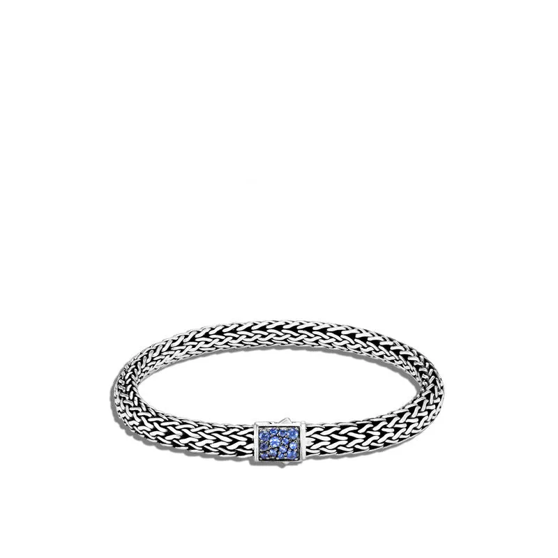 Classic Chain Bracelet with Reversible Blue & Black Sapphire