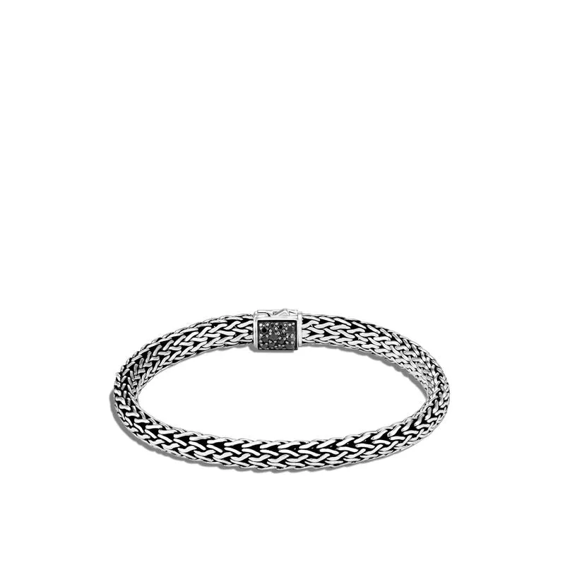 Classic Chain Bracelet with Reversible Blue & Black Sapphire