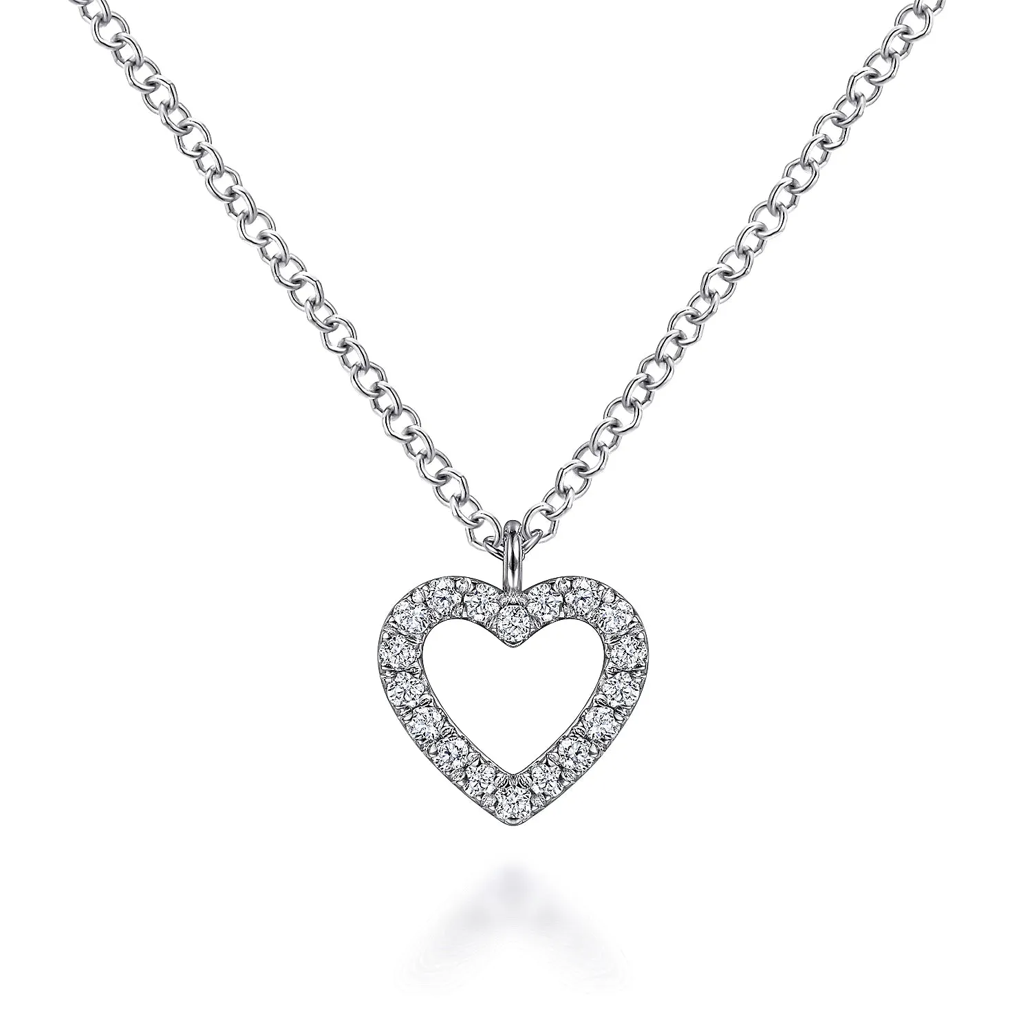 Classic Open Heart Diamond Pendant Necklace