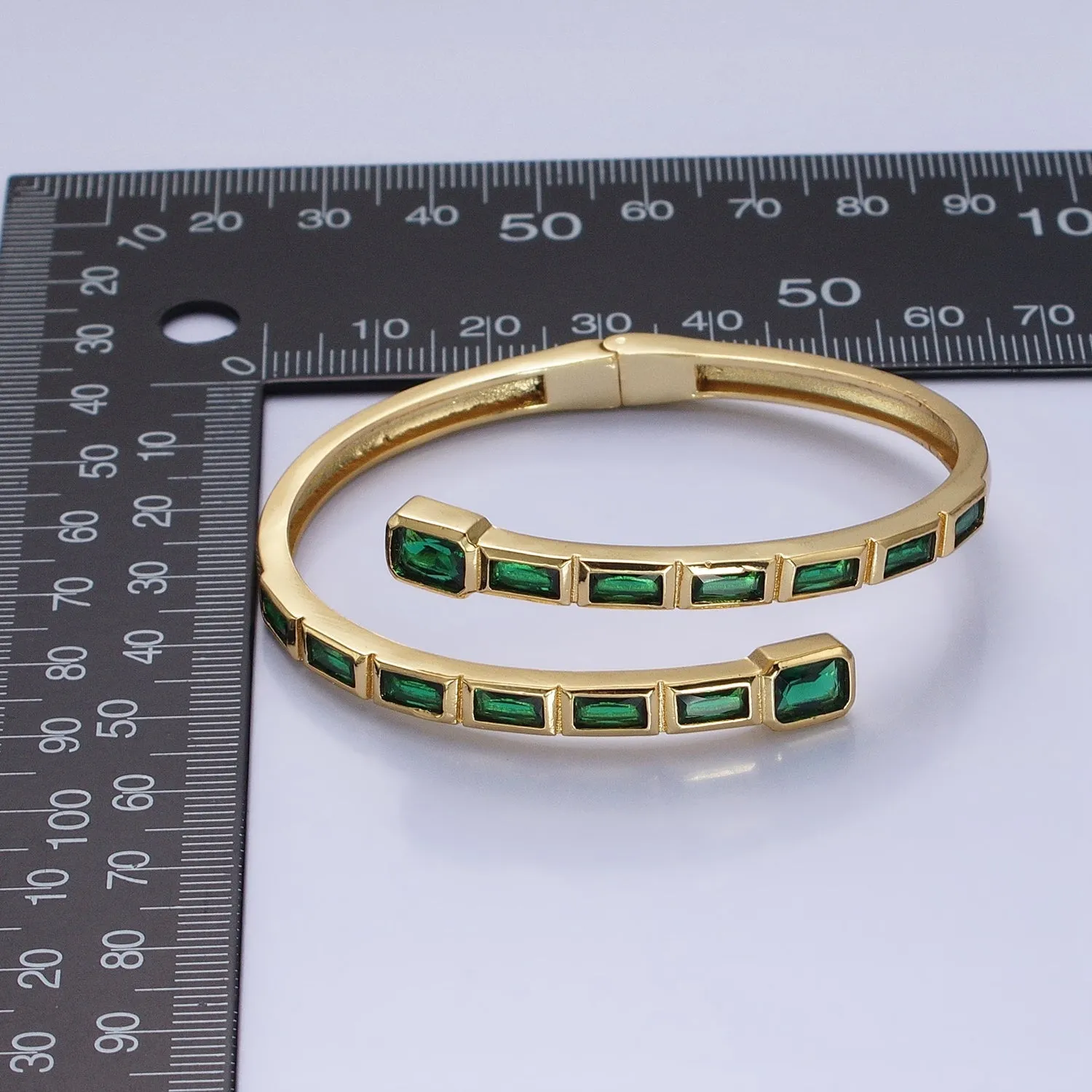 Clearance Pricing BLOWOUT Gold Wrist Bangle Emerald Cut Cz Bangle Bracelet Silver Bracelet Blue Sapphire, Emerald Green, Clear CZ WA1687 WA1688 WA1689 WA1690 WA1691