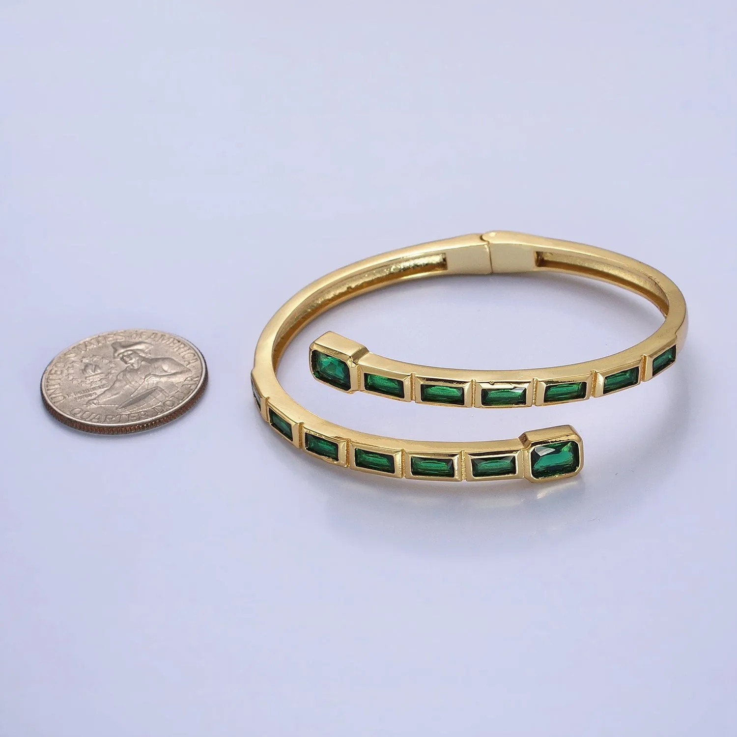 Clearance Pricing BLOWOUT Gold Wrist Bangle Emerald Cut Cz Bangle Bracelet Silver Bracelet Blue Sapphire, Emerald Green, Clear CZ WA1687 WA1688 WA1689 WA1690 WA1691