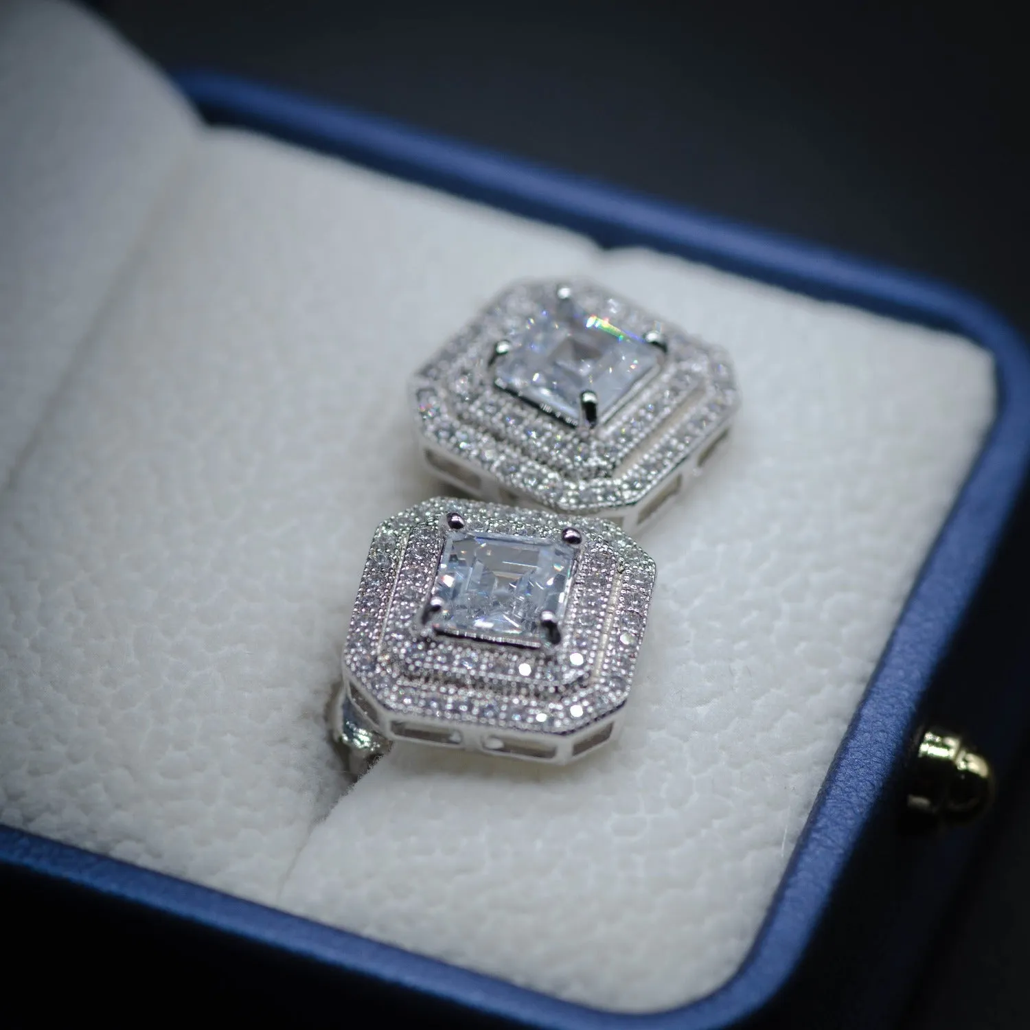 Cluster Diamond Earrings in White Gold