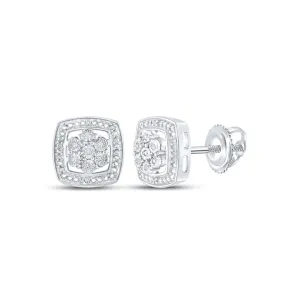 Cluster in Frame .05cttw Diamond Earrings .925 Sterling Silver