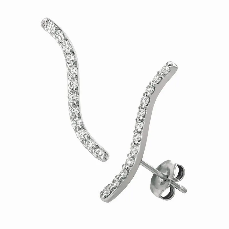 ‘CURVED LINE’ DIAMOND EARRINGS 14K GOLD (0.5 CTW)