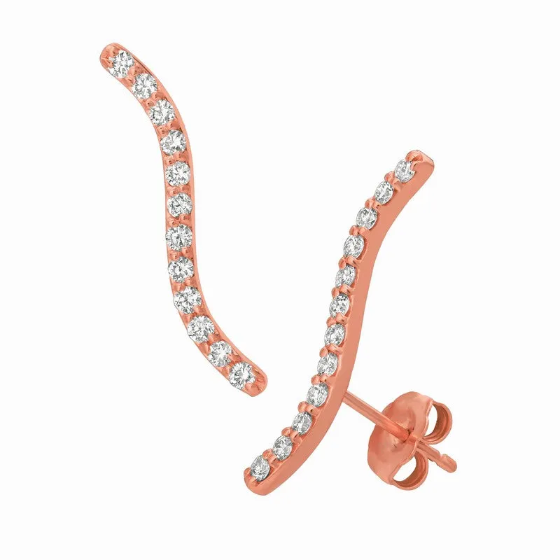 ‘CURVED LINE’ DIAMOND EARRINGS 14K GOLD (0.5 CTW)