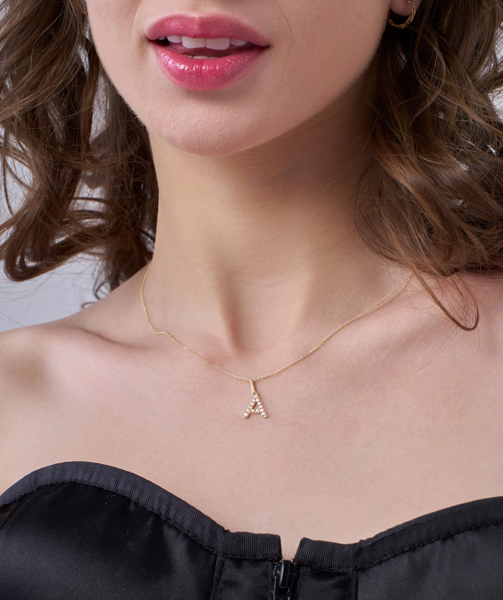 Custom A Letter Initial Diamond Pendant