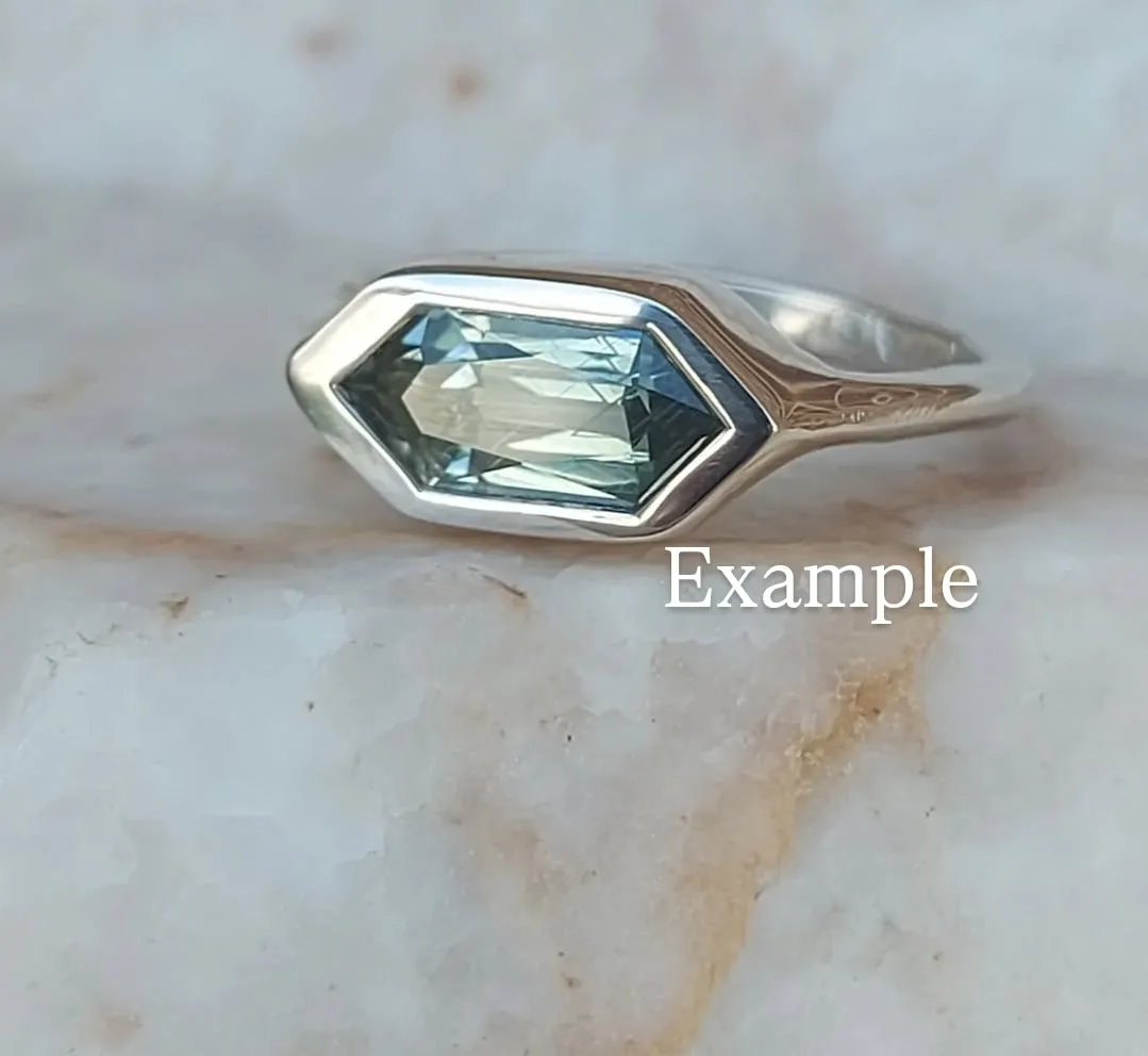 Custom Wax Cast Ring with Australian Parti Sapphire – Made to Order in Solid Gold or Sterling Silver